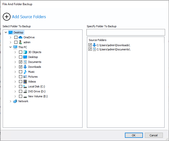 Backup Folder Example Creating a File and Folder Backup