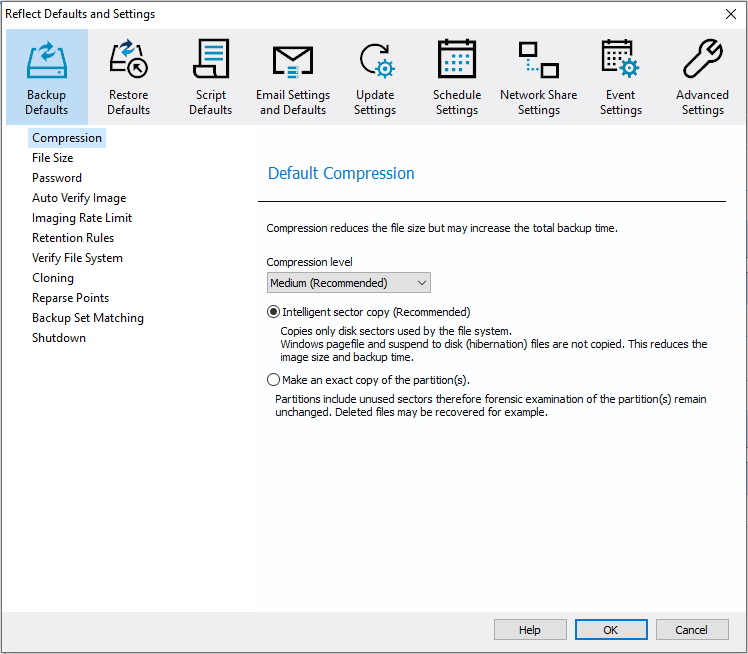 Backup Defaults