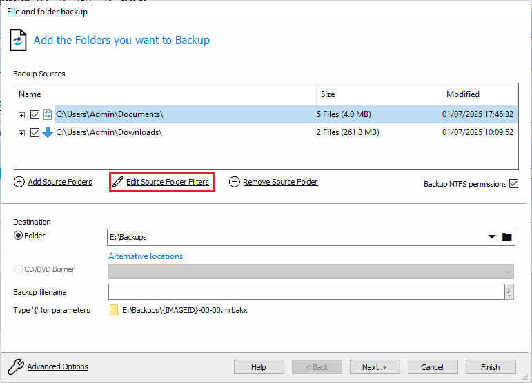 Creating a File and Folder Backup