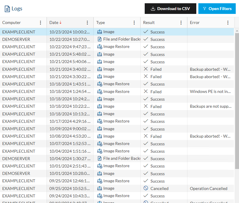 Reviewing Backup and Restore Logs